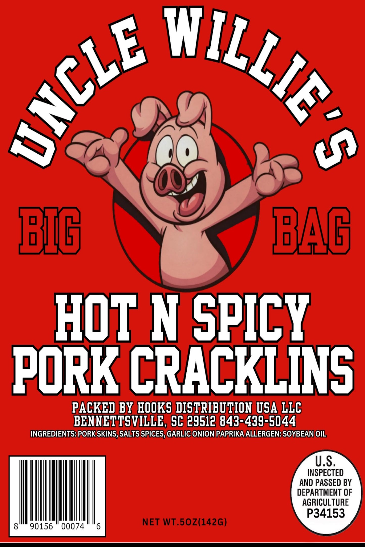 UNCLE WILLIE'S PORK CRACKLINS ( HOT N SPICY)